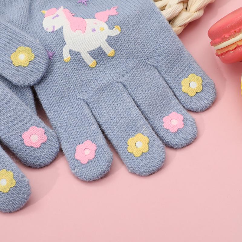 5-12 let Dětské Kreslené Rukavice Roztomilý Jednorožec Zimní Hrubé Teplé Chlapec Dívka Pětiprsté Palčáky Venkovní Větruodolné Studentské Rukavice