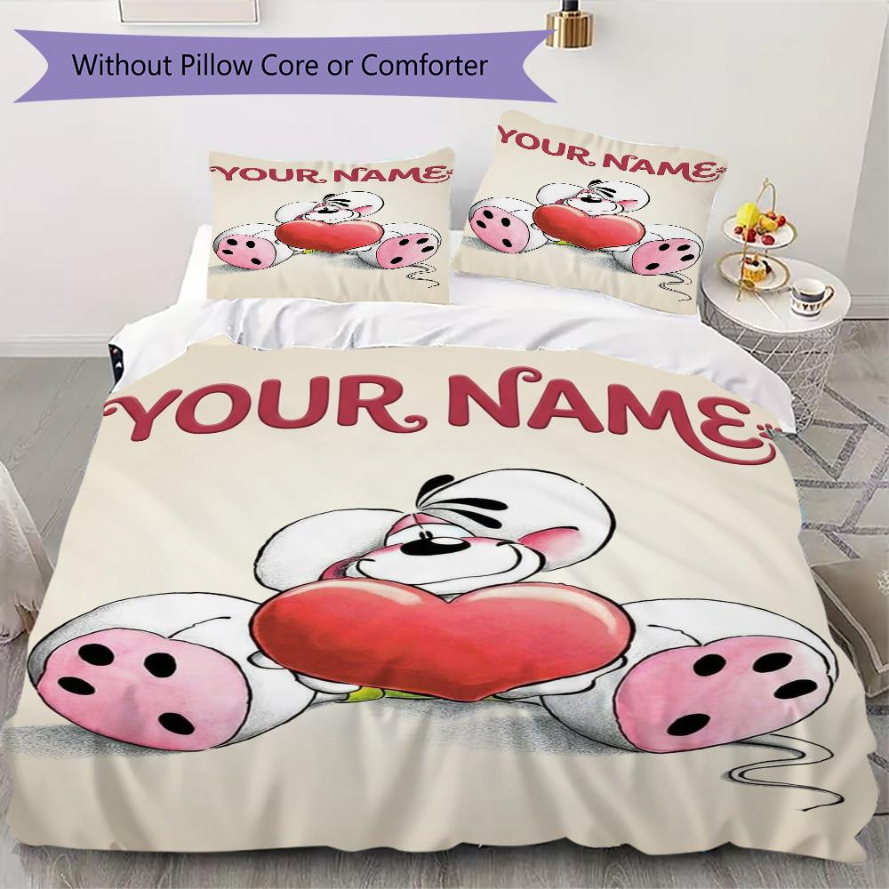 Custom Name Diddl Bedding,Quilt Set Quilt Cover Pillowcase Home Birthday Gift(1 * Duvet Cover + 2 * Pillowcase, Without Core)_xia