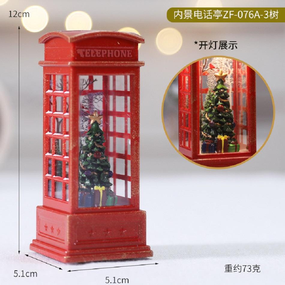 Claus Santa Telephone Booth Christmas Desktop Decoration Led Light Luminous Telephone Booth Creative Night Light Christmas Gifts