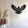 Black Metal Eagle Wall Decor, Metal Wall Art Black Eagle Silhouette, Eagle Outdoor Wall Hanging Decor for Bedroom, Living Room, Hallway