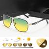 UV400 Lens Men Night Vision Photochromic Sunglasses Aviator Style Yellow Color Change Lenses Driving Sun Glasses
