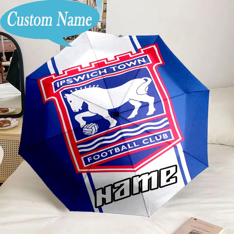 Custom Name Umbrella Ipswich FC Crest Umbrella 8-Frame for Travel, Camping, Casual Lightweight Portable, Essential for Family Gifts
