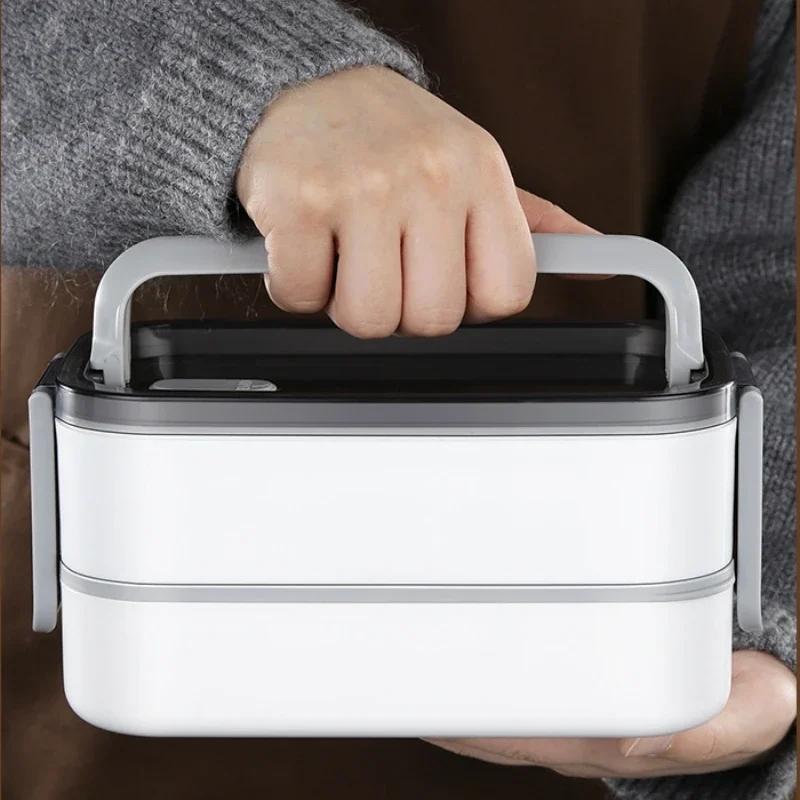 2 Layers Lunch Box with Lunch Bag 304 Stainless Steel for Adults Kids School Office Microwavable Portable Bento Food Containers