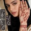 Henna Tattoo Kit 5 Sets Mandala Stencils with Wine Red Tattoo Paste Temporary Body Art DIY Reusable Templates Mehndi