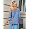 Spring Summer Blouses Women's Slanted Neck Shirt with Loose Five Quarter Sleeves Fashion Casual Solid Color Metal Buckle Single Shoulder Top Women