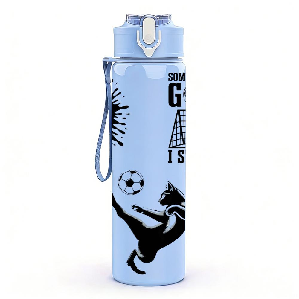 1PC Soccer Goals Player Silhouette Mix 750ml Color Plastic Water Bottle Leakproof Flip Straw Lid For Sports Office Home Use