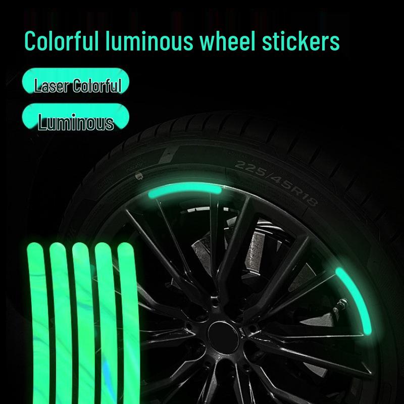 Colorful Luminous Tire Hub Reflective Stickers for Electric Cars