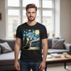 Men's and Women's T-shirts Starry Night Cat Art