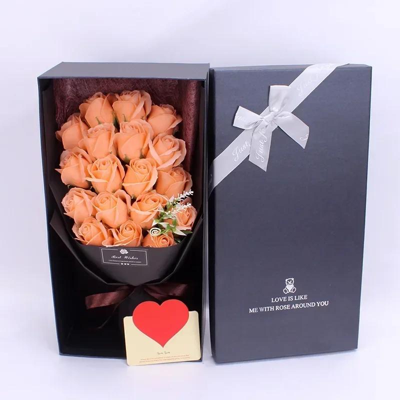 18pcs Romantic Valentine's Day Eternal Flower 18 Soap Rose Bouquet Gift Box Mother's Day Birthday Gift