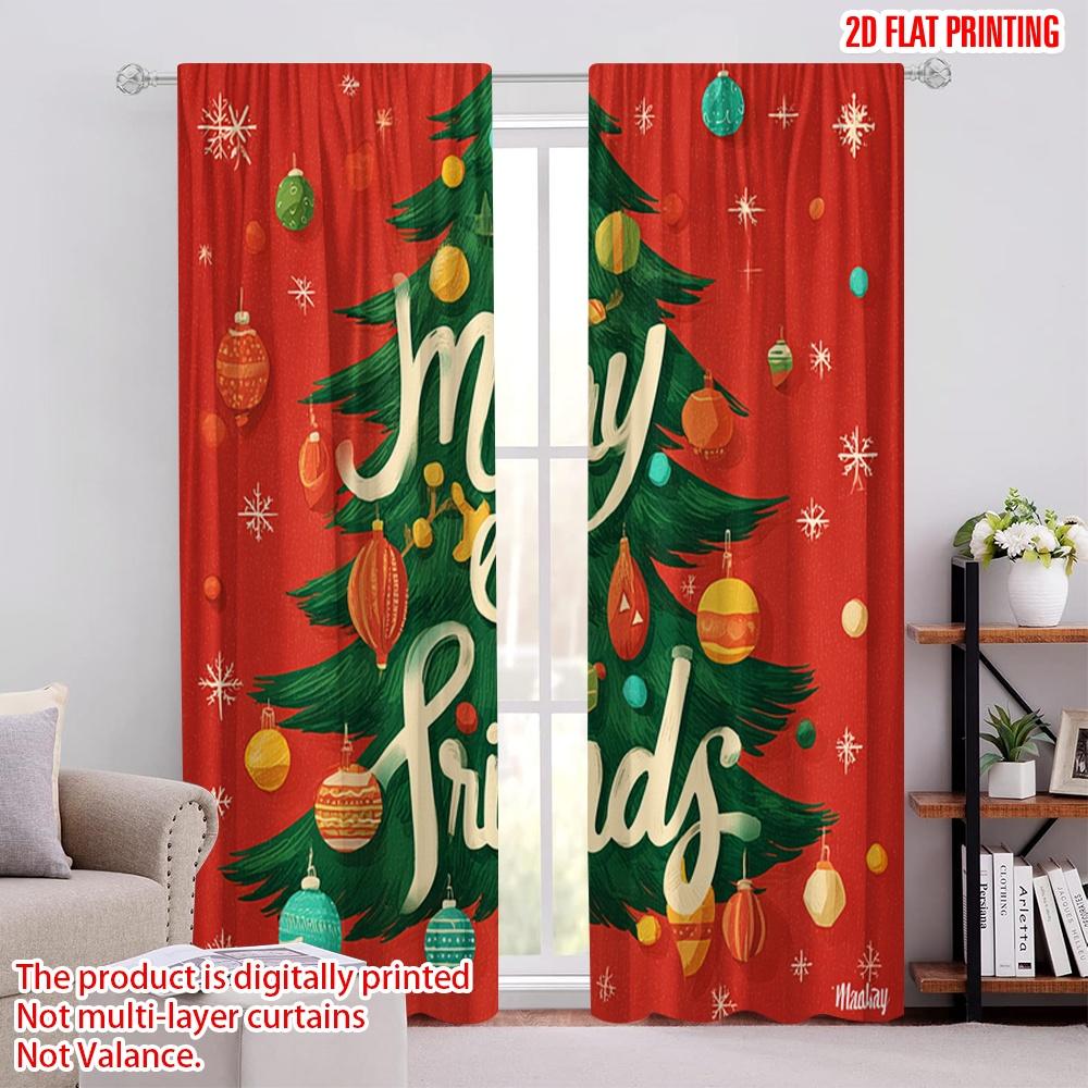 

2pcs,2D plane printing Window Curtain Preety Christmas Tree Versatile Durable Polyester (without rod) Decorations For Home Ldeal 52.50 × 116.00 cm 2 pcs