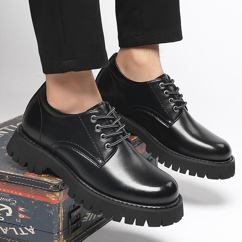 Inner heightening leather shoes 8cm men's big head and thick sole invisible heightening wedding gift shoes genuine leather business formal men's le