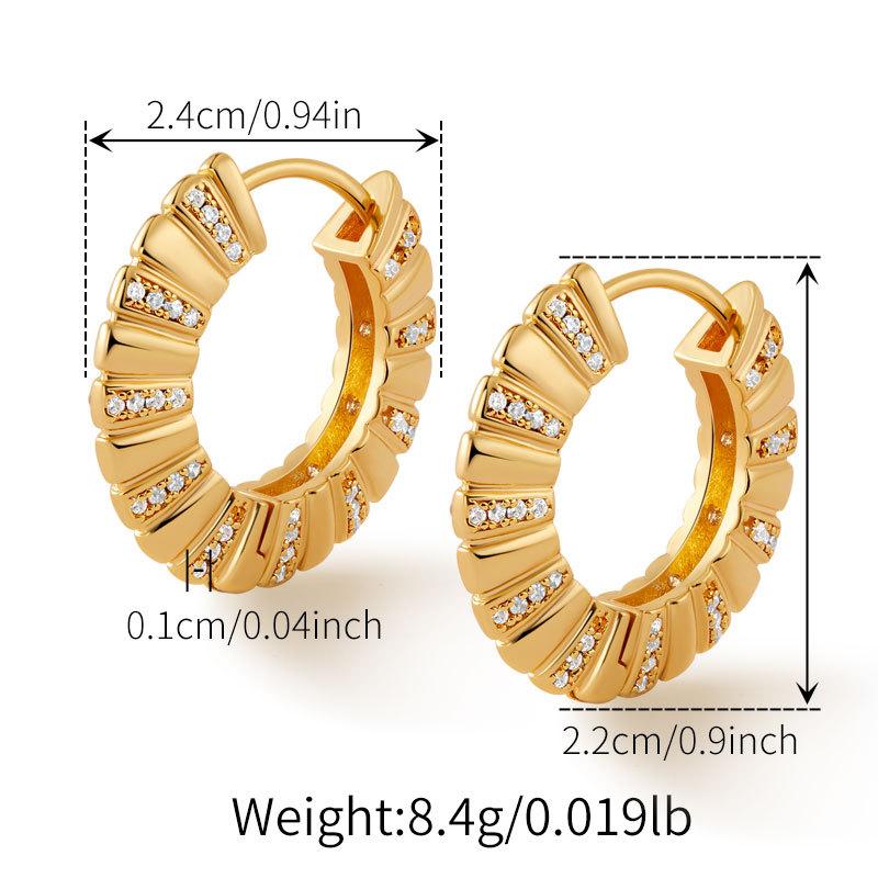 Fashion Plaid Round Inlaid Diamond Geometric Earrings For Women Daily Wear
