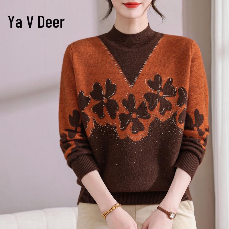 Yalu 2025 Winter Women s Thickened Half-High Collar Knit Sweater 3XL
