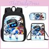 Astro Bot Cartoon Print School Backpack Set With Lightweight Design For Middle School Students