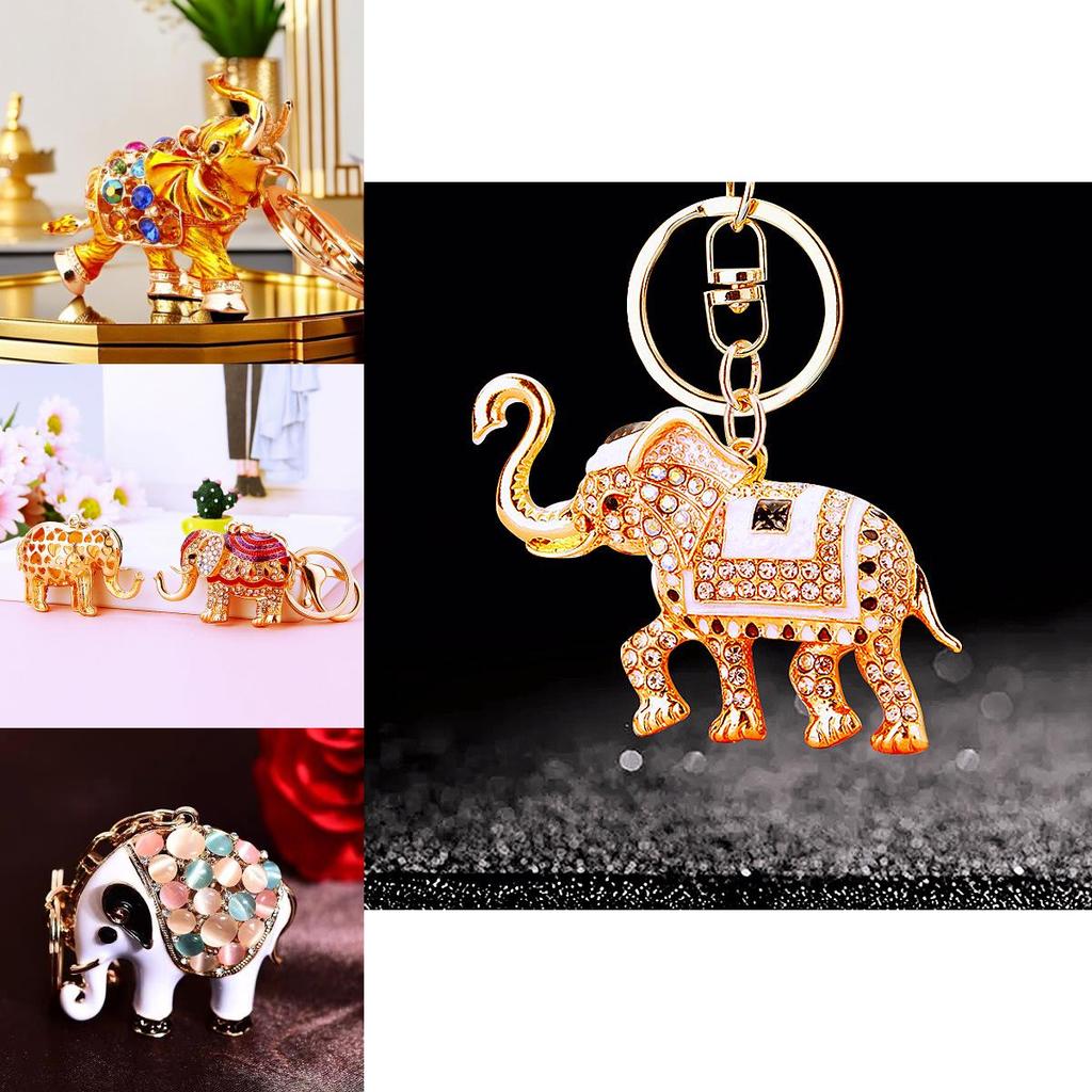 Adorable Elephant Metal Keychain With Sparkling Rhinestones Perfect For Gifts And Accessories