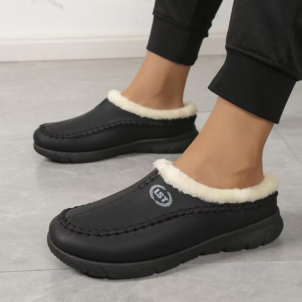 Cotton slippers men s winter indoor home non-slip new plush slippers hole shoes 39