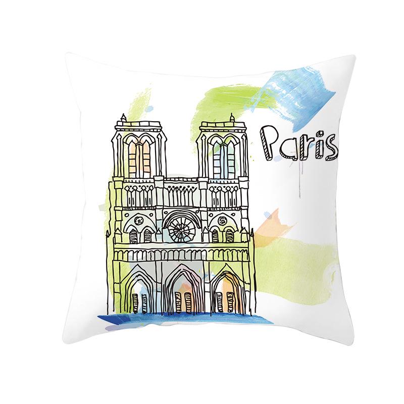 Notre Dame Cathedral French Landscape Pillow Cover European Print Cushion Waist Pillow Cover