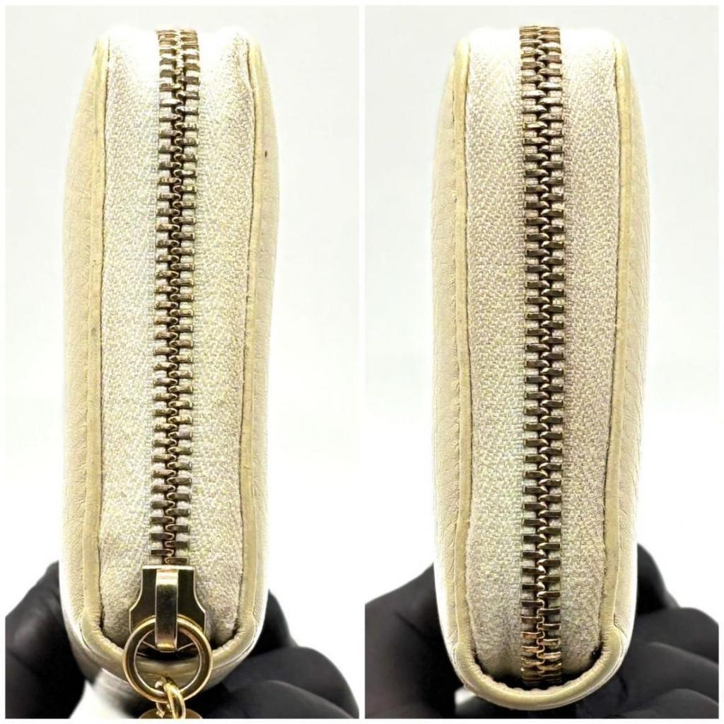 Used GUCCI Soho Tassel Round Zip Wallet 12 Cards Ivory