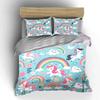 Fantasy Pink Unicorns And Rainbows Print Bedding Set 1 Duvet Cover 2 Pillowcases For Adult And Children Luxury Gift Full Size