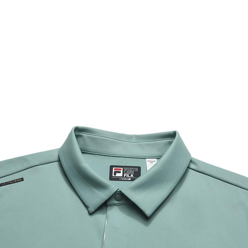 Fila White Fashion Simple Classic Casual Comfortable Versatile Long Sleeve Polo Shirt Men Tops Sea-King-Green F11M613214FGN