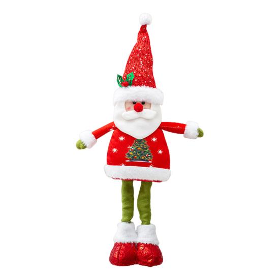 Christmas Doll Decoration Retractable Long Legs Plush Santa/Snowman/Reindeer Doll Toy Tabletop