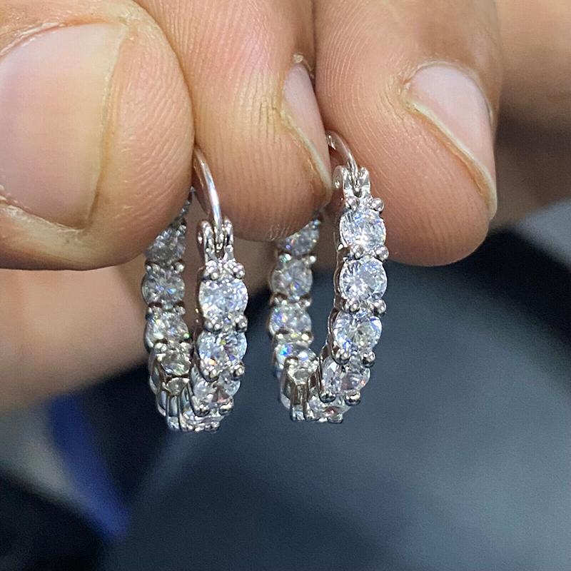 Huitan Stylish Women  Color Hoop Earrings with Shiny Round Zirconia Fashion Graceful Lady Daily Accessories Trendy Jewelry