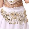 Belly Dance Belts 3 Row Belt Gold Tone Coins Belt Women 140cm Sequins Tassels Chiffon Hip Scarf Accessories for Bellydance Belts