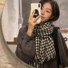 Classical Houndstooth Scarf for Women Girls Shawl 2000s Clothing Accessories Knitted Neckerchief Checkered Scarf  Black