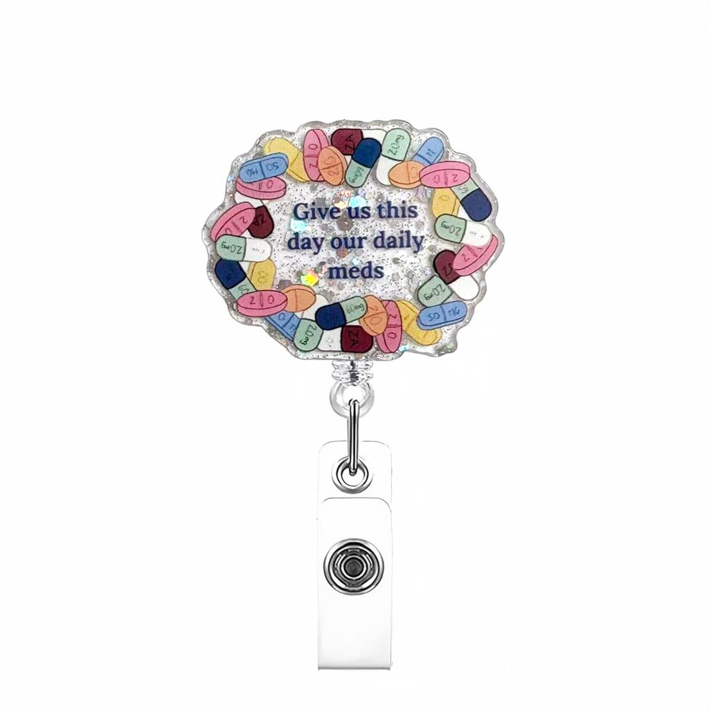 Acrylic Card Holder Lanyard Nurse Doctor Telescopic Badge Reel Chest Clip Creative Nurse Work Card Buckle Office Supplies