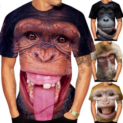 New Casual Men's New 3D Design Spoof Gorilla Funny Monkey T-Shirt Funny Pout Monkey 3D Printing Summer Short Sleeve Shirt Kids