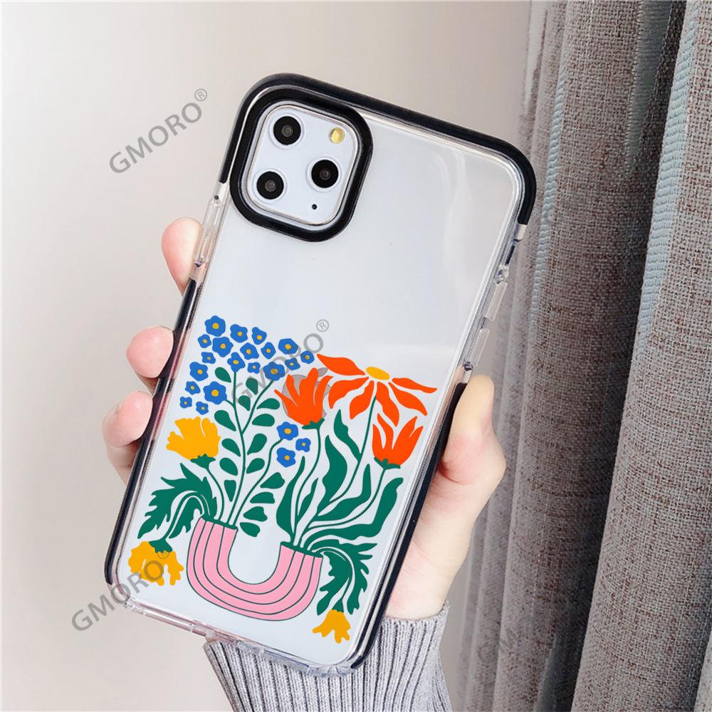 Chunri Mobile Phone Case Colored Flower Suitable for iPhone16 Transparent Tpu Soft Case Apple 17Pro Anti-drop Protective Case