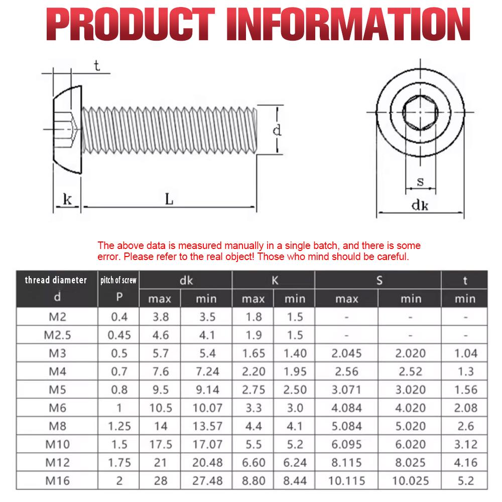 10-250pcs ISO7380 G10.9 Round Carbon Steel Screw DIN912 G12.9 Hex Allen Socket Cap Head Screw Mechanical Furniture Screws M2-M8
