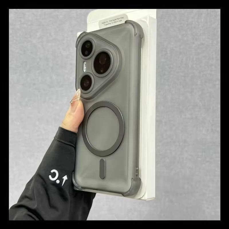 Magnetické bezdrátové nabíjení Nárazuvzdorné pouzdro s airbagem pro Huawei Pura 80 Ultra Pura 80 70 Pro + Plus Magsafe Průhledný kryt na telefon