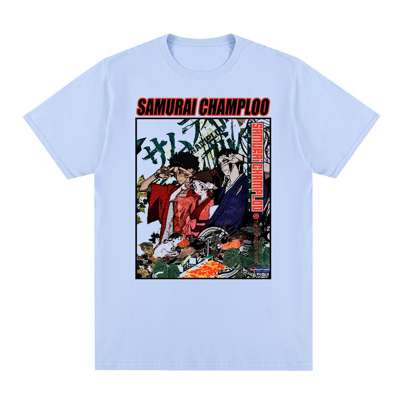 

Samurai Champloo Винтажная футболка Японская Манга Аниме Хлопок Мужская Новая ФУТБОЛКА Футболка Женские Топы 4XL