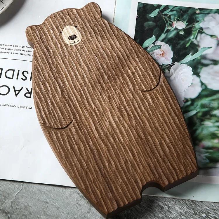 Urocza Taca Niedźwiedź Deska Drewniana = Drewniany Stół Niedźwiedź Dekoracja Deska do Krojenia Taca Podkładka Akcesoria Kuchenne do Pizzy Chleba Drewniana Taca