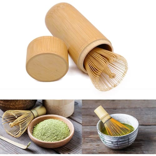 Qingyun LEE 100-Stem Bamboo Chasen (Tea Ceremony Utensils) for Outdoor Tea Ceremony, Straightening, Whisking, Powder, and More, Bamboo Color