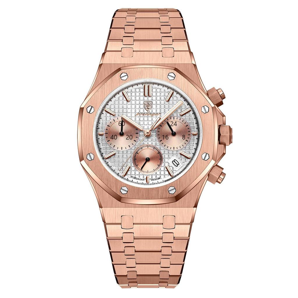Fashion Man Wristwatch Waterproof Stainless Steel Luminous Men Watch Chronograph Date Luxury Quartz Men's Watches