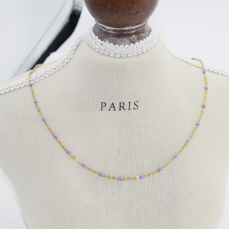 Edelstahl Tropföl Perlen-Kugelketten-Halskette – Nicht verblassend, Farberhaltend, Handgemachter DIY-Schmuck