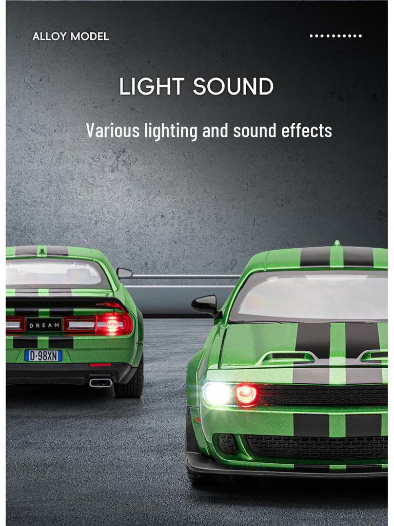 Jiaye 1:22 Dodge Hellcat Demon Eye Alloy Car Model with Sound, Light, and Pull-Back Four-Wheel Shock Absorbers