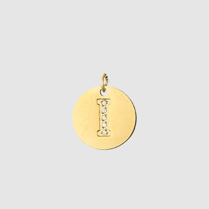 CARLIDANA Classic Minimalist Alphabet 26 Crystal Letter Charms Round Pendant Necklace Letter Stainless Steel DIY Necklace