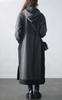 Gold Japan Plus Size Long Fleece Women's Dress, Sleeve, Two-Tone Hoodie, Lining, Anti-Static, Stretch, Fall/Winter, Charcoal, 4L, plan-460014