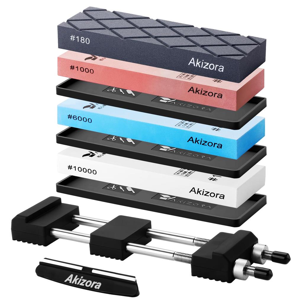 Akizora Premium Knife Sharpening Newly 10000 Precise No Soaking Large Includes Surface Fixed Angle Strong and Stainless Steel Universal Ideal for Home