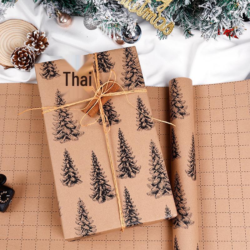 Large Christmas Double-Sided Kraft Gift Wrapping Paper, 80g