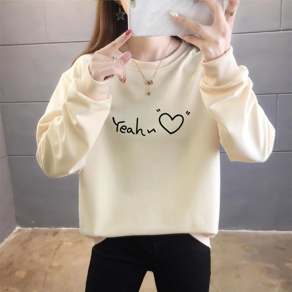 Autumn Light Sweatshirt Women, Printed Tops, Round-neck Plate-size Women's Coats
