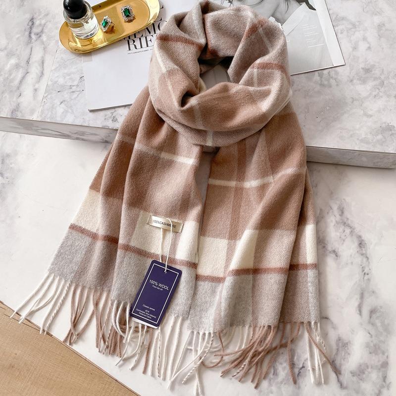 Cashmere scarf women's winter water ripple plaid thickened warm couple scarf for boyfriend