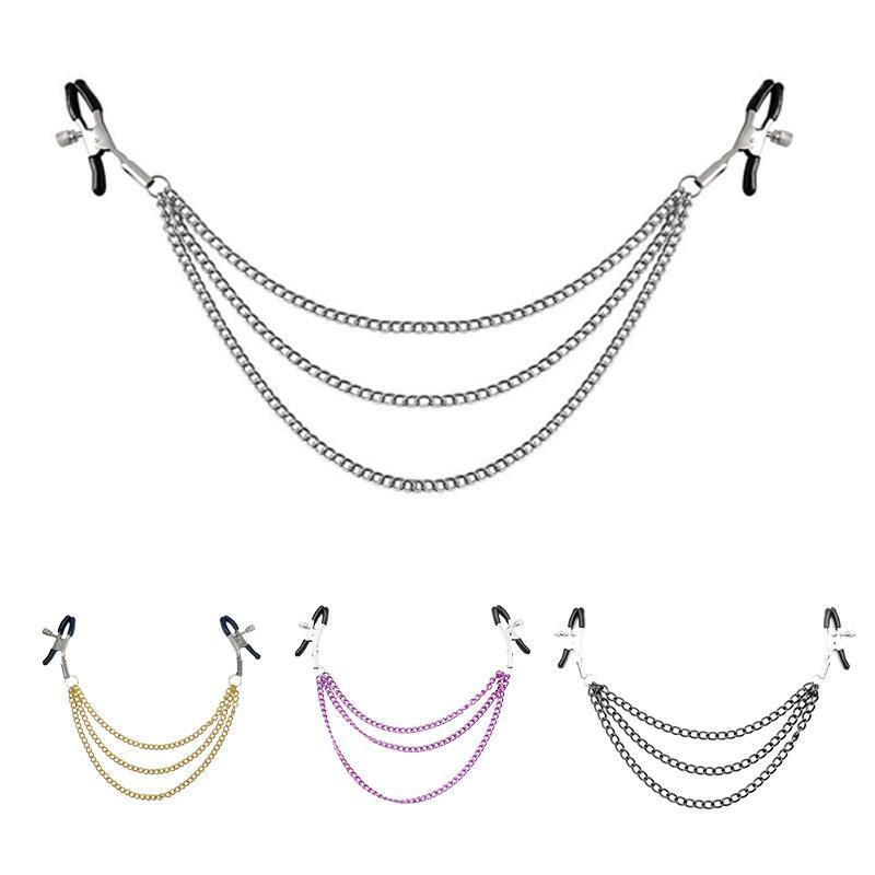 Multiple Colors Nipple Clip With Chain Stimulator Clitoris Clamps Slave Adult Games Body Clamps Accessories Bondage Nipple