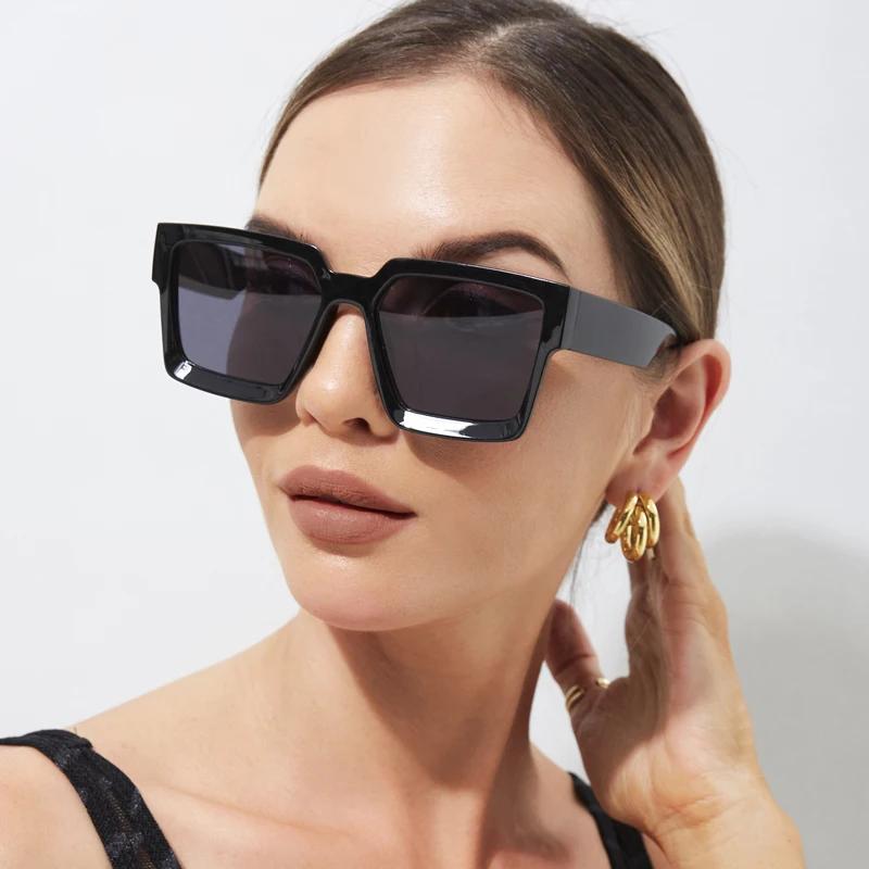 Square Vintage Sunglasses For Men Women Fashion Big Black Frame Shades Retro Designer Sun glasses Driving Eyewear Male UV400