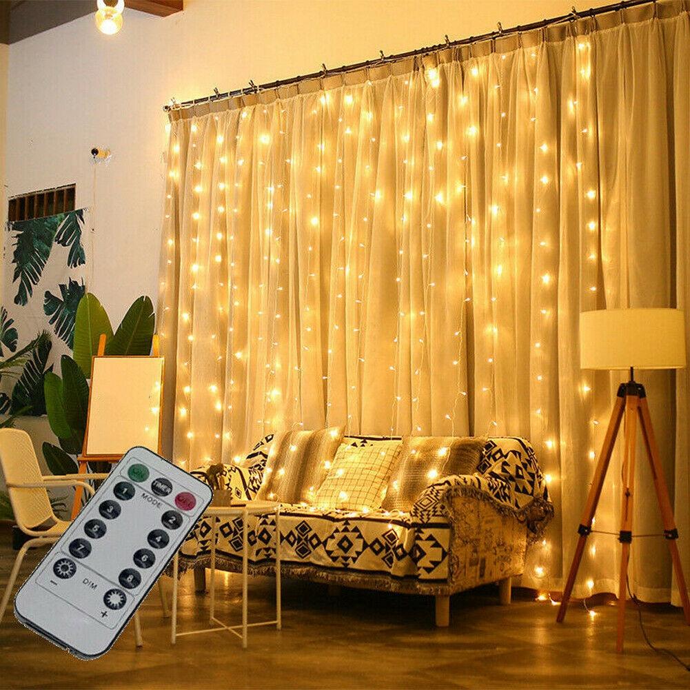 300 LED Curtain Lights String 3M*3M USB Powered Waterproof Twinkle Wall Lights