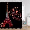 Pink Fashion Romantic Shower Curtain Paris Landscape Dress Pink Bathroom Decoration Modern Bathroom Curtain with Hook