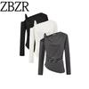 New Arrivals Women's Clothing Zr European and American Style Fashionable Off-Shoulder Long Sleeve T-Shirt with Asymmetrical Neckline Slimming Top
